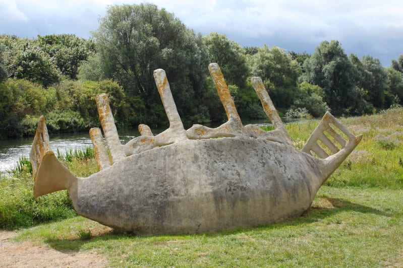 boat sculpture in thorpe meadows