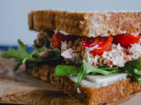 healthy salad and tuna sandwich