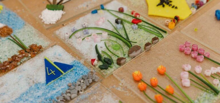 fused glass tile creations of nature and boats
