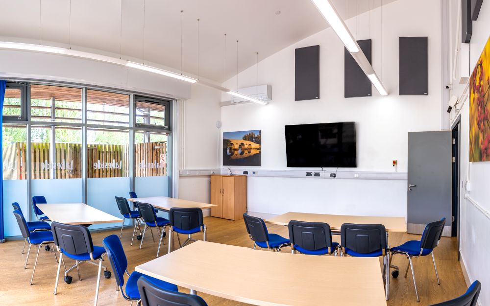 Lakeside Hub meeting room set classroom style