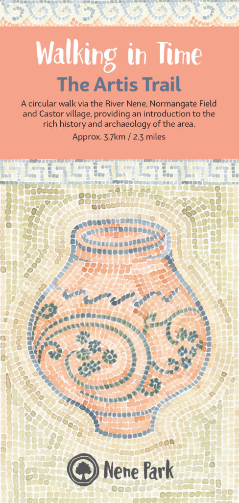 Front cover of a trail leaflet 'The Artis Trail' featuring an image of a Roman pot.