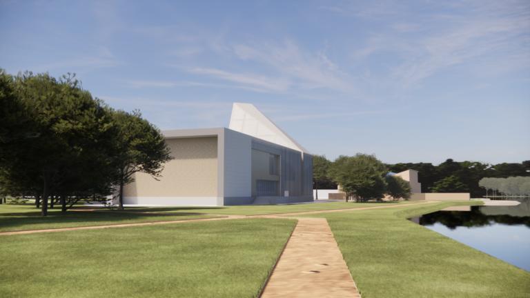 Artist impression of a building in a park setting