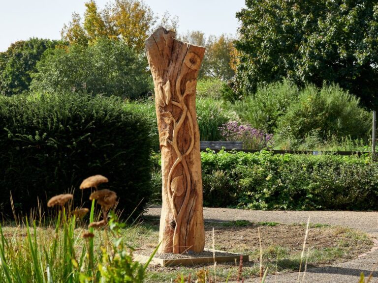 an engraved oak sculture in a country park