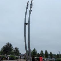metal sculpture in a city setting