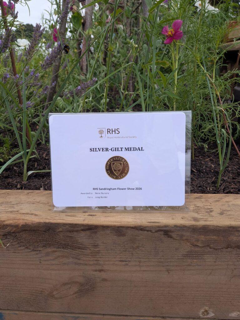 Close up of the award for the planted raised bed.