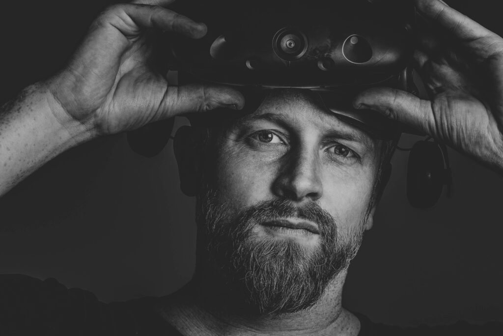 black and white picture of a man